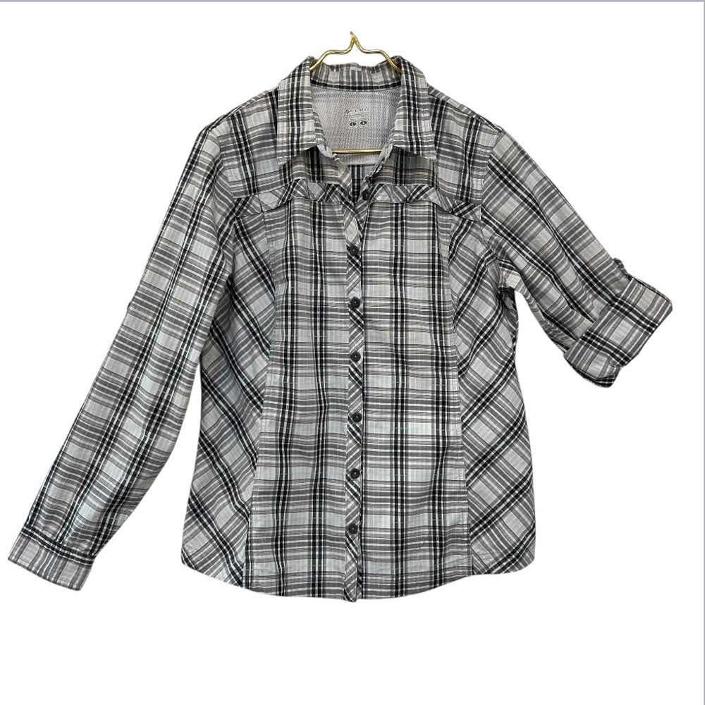 Columbia Plaid Roll Tab Button Down Shirt Size L - Picture 1 of 9